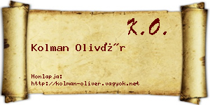 Kolman Olivér névjegykártya