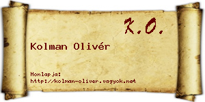 Kolman Olivér névjegykártya